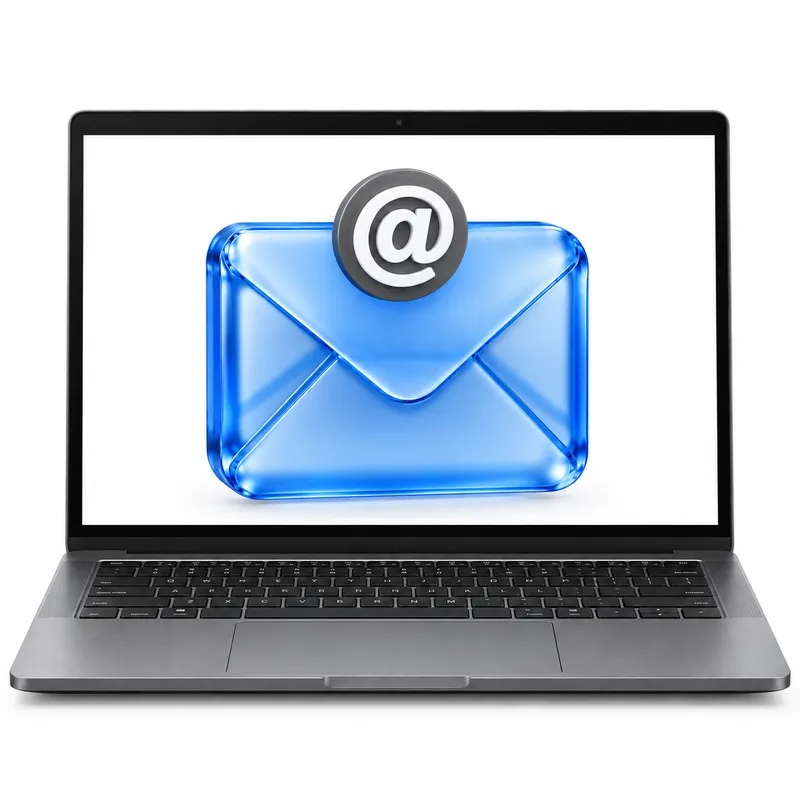 A laptop showing an email icon